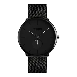 Andra klockor Beauty Youth Fashion Cool Black Men's Quartz Watch Korean Trend Waterproof Stainless Steel Mesh Belt 230719