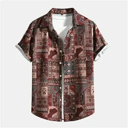 Camisas casuais masculinas estampa listrada havaiana masculina manga curta lapela oversized camisa estampada Harajuku Streetwear Dazn Y2k Clothes 230720