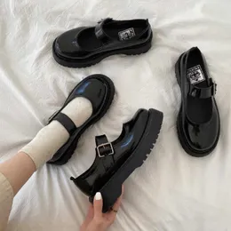 Sukienka buty plus size 43 44 HARAJUKU Lolita buty kobiety Japońska E Girl Chunky Platform Cosplay Student Mary Jane Black Shoe LN23 230719