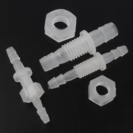 100pcs 3-8mm M6-M10 PP Thread PP Straight Connectors Hex Nut Aquarium Tank Air Pump Fittings Drinking Water Hose Pagoda Joints 201201P