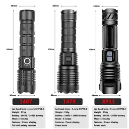 XHP90 2 9-core Super Powerful LED Flashlight Torch USB XHP70 2 Zoom Tactical Torch 18650 26650 USB Rechargeable Battey Light 30W257b