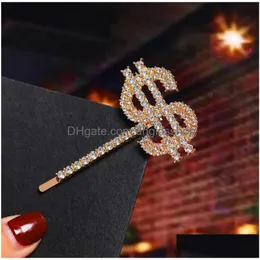 Hårklämmor Barrettes Gold Sier Plated Shining Love Y Letter Hairpins For Girls Styling Tool Hairmrip Diamond Barrette Women Access Dhorr