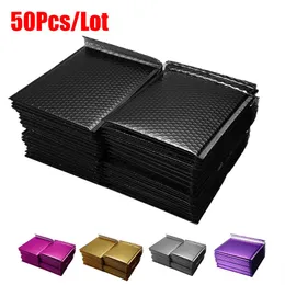 50pcs Lot Pianka Worki koperty Self Siew Mailery Wyściełane czarne złote koperty z pakietami torb z bąbelkami czarny222k