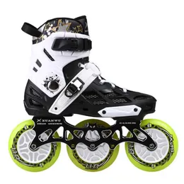 Inline Roller Skates EU 34 35 36 Kids Girls 3X110 Marathon Street Race Inline Speed Skates Shoes White Blue 110mm 85A PU Alloy Frame 3*110mm Roller HKD230720