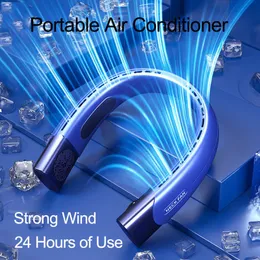 4000mAh hängande halsfläkt Portabel luftkonditionering Bladlös fläkt USB -laddningsbar luftkylare 5 Speed ​​Electric Fan för sport