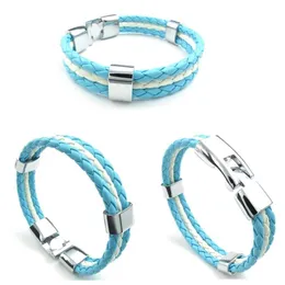 Charm Bracelets Blue Leather Bracelet White Flag Of Argentina Alloy Braided Length 21 5 Cm With A Velvet Pouch246N