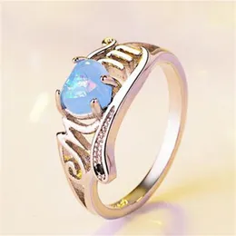 Fashion selfless love letter mother ring purple white yellow opal silver birth stone ring female mother birthday jewelry gift2544