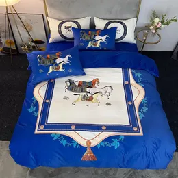 Set di biancheria da letto di design blu copripiumino in velluto copripiumini copripiumino queen size copripiumino king size lenzuolo di lusso pillowcas293G