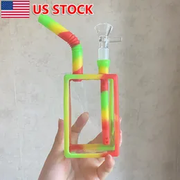 7 inch Rainbow Glass Bong Drink Bottle Smoking Water Pipe Bong Hookah Bubbler