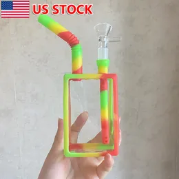 Bong in vetro arcobaleno da 7 pollici, bottiglia per bere, pipa ad acqua, bong, gorgogliatore di narghilè