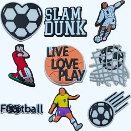Sko delar tillbehör charms för clog live kärlek spela fotboll dekoration olika formade diy skor stift barn pojkar flickor tonåringar män otvy5