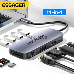 Expansion Boards Tillbehör Essager 11 i 1 USB C Hub 4K 30Hz Typ C Docking Station för MacBook Air Pro Adapter Splitter för bärbara datorer HDMICOMPATIBLE J0721