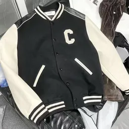 Ce Designer Jacket Classic Sports Coat Baseball Uniform 23s Mao Jinxiu Big C Leather Explosion Unisex Man Women American Retro College Style