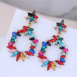 Dangle & Chandelier 2021 Bohemian Drop Earrings For Women Geometric Colourful Crystal Rhine Stone Earring Fashion Jewelry Accessor2365