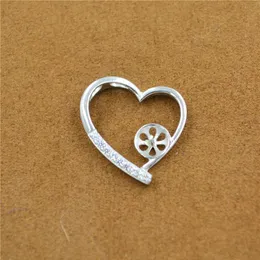 S925 pure silver heart-shaped pendant pearl necklace DIY mount empty silver holder accessories manufacturer direct s DZ046306N