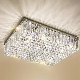 المربع المعاصر LED Crystal الثريا Lighiting K9 بلورات سقف أضواء السقف الفاخرة Flush Mount Mount Lamp