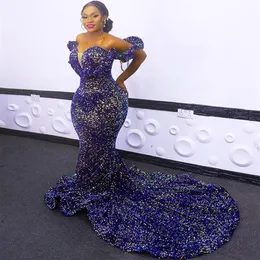 Vestidos de noite africanos com lantejoulas tamanho grande sereia vestidos de baile 2021 tapete vermelho robe de soiree270T