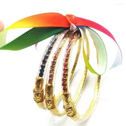 Bangle Colorful Crystal Three-Colour Bowknot Armband för kvinnor All Weather Stack Silicone Glitter Jelly