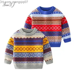 Pullover maluch chłopców krwawe z dzianiny bluzki Sweter Baby Cartoon Knitwear Dzieci haftowe retro z długim rękawem Sweter zimowy Y1024 Z230721