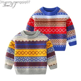 Jersey para niños pequeños Suéter de punto a cuadros Tops Bebé Dibujos animados Prendas de punto Niños Bordado Retro Suéter de punto de manga larga Ropa de invierno Y1024 Z230721