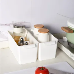 Bouteilles de stockage armoires de cuisine boîte en plastique ménage bureau désordre organisation Snack tri panier avec poignée organisateur