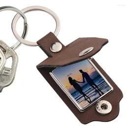 Hooks Picture Frame Keychain Keyring med små PU -läderhållare Dekorativa förnödenheter för påsar Ryggsäckar Plånböcker