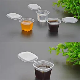 1oz 30ml disposable PP sauce cup tasting cup transparent hard plastic with cover connected 500pcs2752