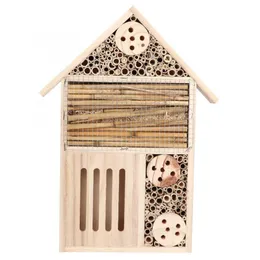 小動物の供給ガーデン木製昆虫の家屋外の木製バグルームシェルターネスティングボックス装飾230720