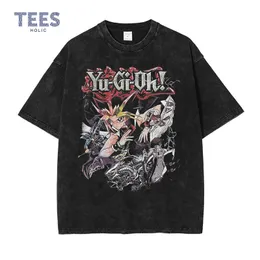 Herren T-Shirts Anime Yu Gi Oh T Shirts Männer Retro Vintage Washed Yugi Muto Bedrucktes T-Shirt Übergroße Streetwear Manga Kurzarm y2k Tops Tees 230720