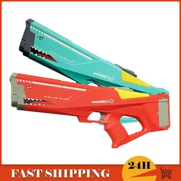 Sand Play Water Fun Shark Pistola de Água Elétrica Automática Grande Pistola de Água de Alta Pressão Para Crianças Ao Ar Livre Festa na Praia Piscina Crianças Brinquedos para Adultos 230721