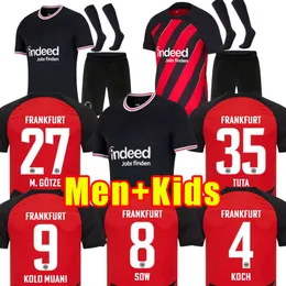 성인 어린이 23 24 Eintracht Frankfurt Soccer Jerseys Away Red Third 2023 2024 Die Adler Sow Silva Kostic Jovic Football Uniform Child Kit Hasebe Kamada Jersey Full Set
