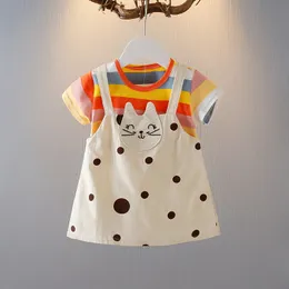 Vestido de verão para menina de desenho animado gato roupas casuais para bebê menina fantasia de princesa vestido de festa de aniversário roupas infantis a861