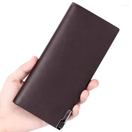 Wallets Thin Soft PU Leather Men's Long Wallet Soild Color Classic Vertical Style 2-fold Business Leisure Purse