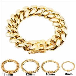 Cuba's chain 8mm 10mm 12mm 14mm 16mm 18mm Stainless Steel Bracelets 18K Gold Plated High Polished Miami Cuban Link Men Pu160t