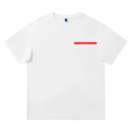 Summer men's red line solid color casual short sleeves, simple casual style, loose version of men and women with the same style.