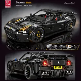 Figury zabawek akcji High Tech 91102 3097pcs Creative MOC 2 Super Sport Black Racing Car Model RSR Cegły Building Bluki zabawki