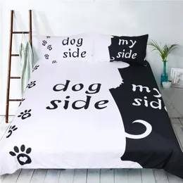 Black And White Cat And Dog Printed Bedding Suit Quilt Cover 3 Pics Duvet Cover High Quality Bedding Sets Bedding Supplies Home Te2555