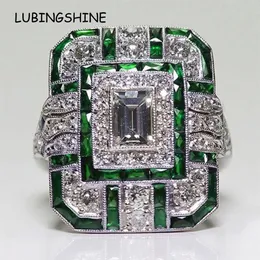 Vintage Square Crystal Big Midi Finger Ring for Women Girls Wide Green Stone Zircon Knuckle Rings Wedding Party Jewelry Gift2487