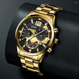 Relógios de pulso DEYROS Men's Top Luxury Watch Calendar Six Pin Steel Band Quartz Movement Sports Night Glow Style