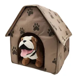 47 49 49 cm Pet Cat Bed House Składane odłączane miękkie stopy Drukowane psie pies kota łóżko ciepłe wsparcie domu Wholle2405