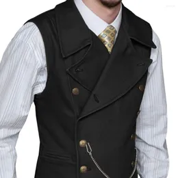 Mäns västar svart kostym Vest Double Breasted Lapel Suede Nap Waistcoat Jacket Slim Fit Casual Formal Business