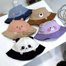 CAPS HATS Baby Bucket Hat Cute Bear Ear 2022 Spring Autumn Nyfödd Panama Cap för Girls Boys Cartoon Kids Outdoor Beach Fisherman Hats X0810