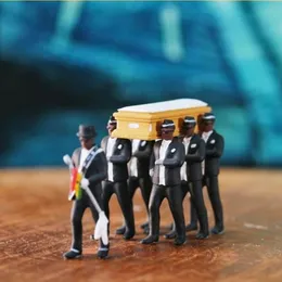 Decorative Objects Figurines 1 64 High Simulation Plastic Ghana Funeral Coffin Dancing Pallbearer Team Model Exquisite Workmanship Action Figure Car Decor 230721