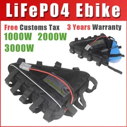 Trójkąt Lifepo4 24 V 36 V 48V 52V 60 V 72V Elektryczny bateria rowerowa 4000 razy cykl życia