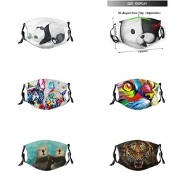 Máscaras bucais com filtro de carvão ativado anim cartoon reutilizáveis com presilhas ajustáveis Máscara facial para adultos com proteção de filtro Dus2674