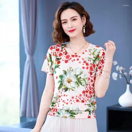 Women's Sweaters Top Quality Flowers Print Clothes Tops Spring & Summer Fashion Pritning Knitwear Short Sleeve Ladies Sweater Blouse