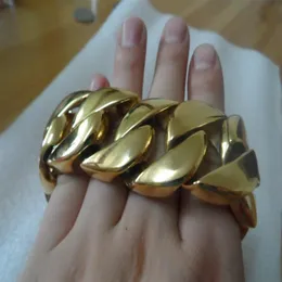 8 66 polegadas 9 44 polegadas 32mm Enorme peso pesado grosso ouro puro aço inoxidável Maimi cubano elo pulseira corrente pulseira masculina legal J308m