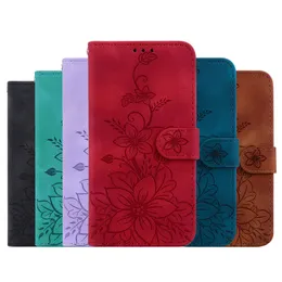 PU Leather Wallet Cases For Samsung M54 S23 Ultra S22 Plus Galaxy M14 A24 A04E A54 A34 TPU Imprint Credit ID Card Slot Holder Stylish Flower Flip Cover Kickstand Pouch