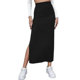 Skirts Summer Skirt Solid Color Amazon Foreign Trade Cross-Border Package Hip Skirt Slit Long Maxi Skirt