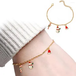 Link Bracelets Trendy Christmas Chain Snowman Snowflake Bracelet For Daughter Bell Socks Santa Gifts